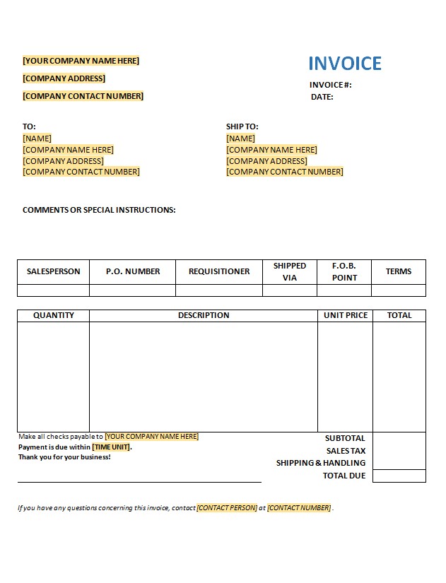 Free Purchase Invoice Template PSD template